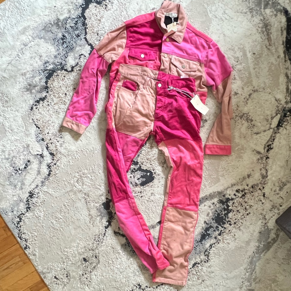 Mnml pink denim shirt and pants sz M waist 31
